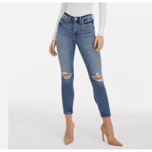 Good American Good Legs Stovepipe Jeans Medium Whisker Wash Size‎ 4